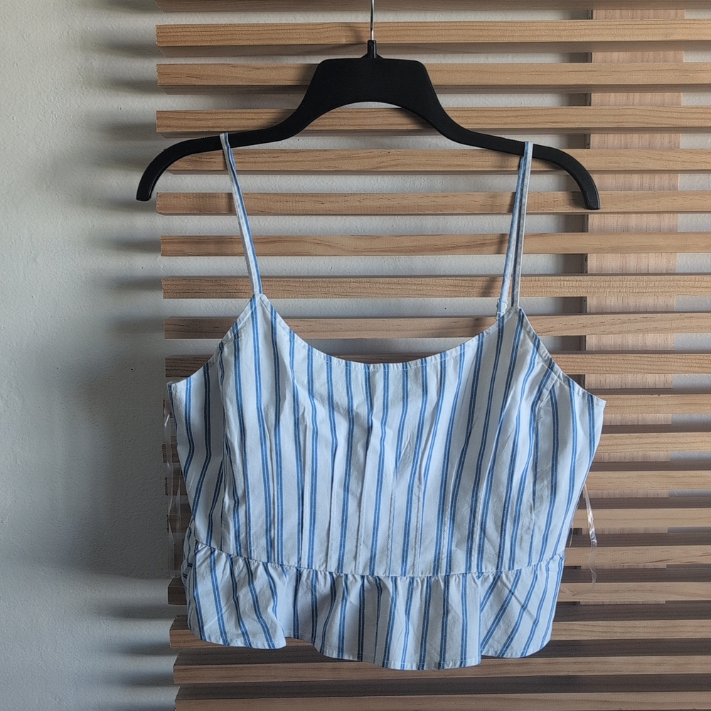 American Eagle Outfitters Striped Camisole with Ruffle Hem